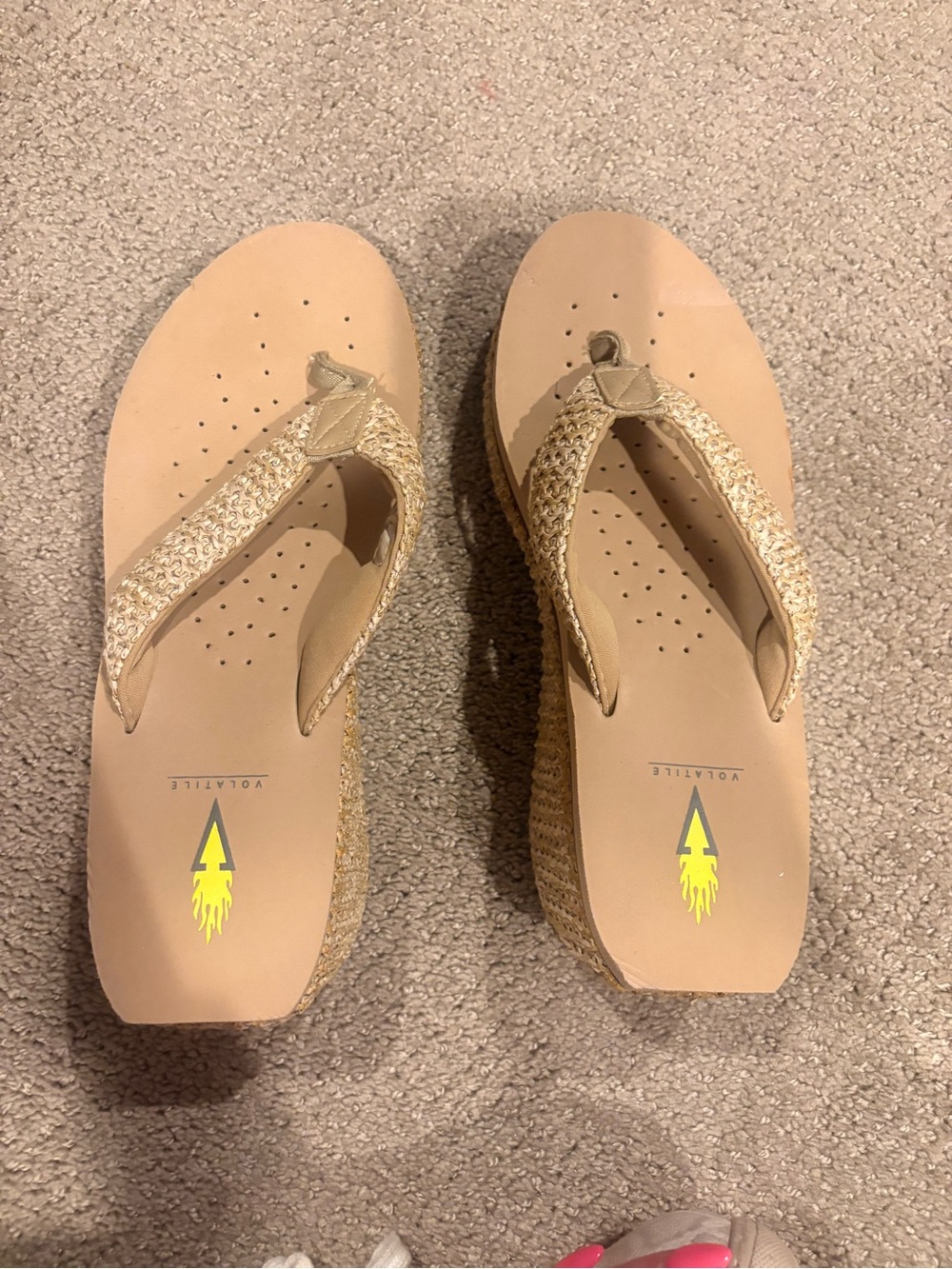 Volatile Women's Gold Braided Wedge Thong Sandals